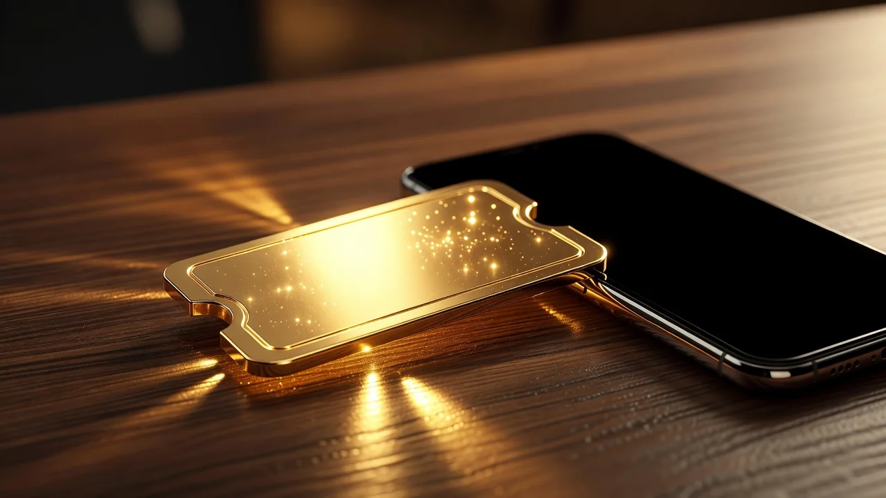 Celular com campo de código em destaque sobre mesa com luz quente